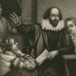 Painting of Shakespeare lecture a group of people
