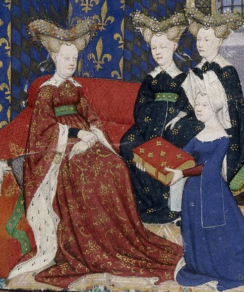 Christine de Pizan presents her book to Isabeau of Bavaria, Queen of France.