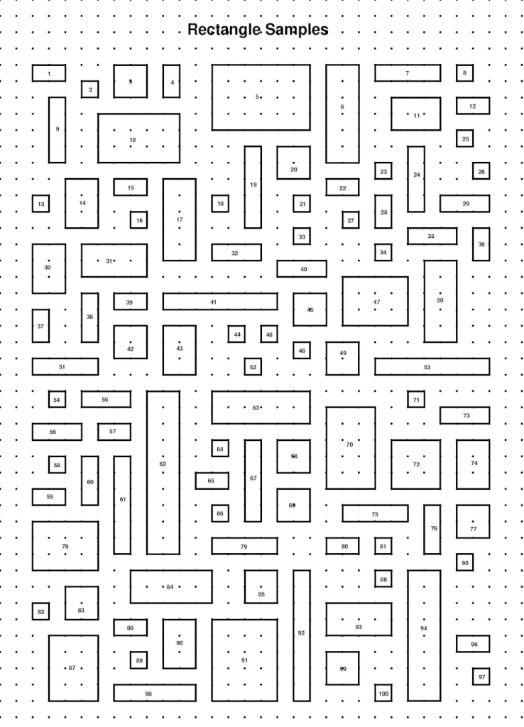 image of 100 different size rectangles labeled from 1 to 100