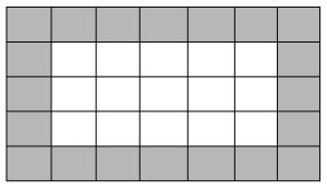 7 by 5 grid with gray perimeter cells