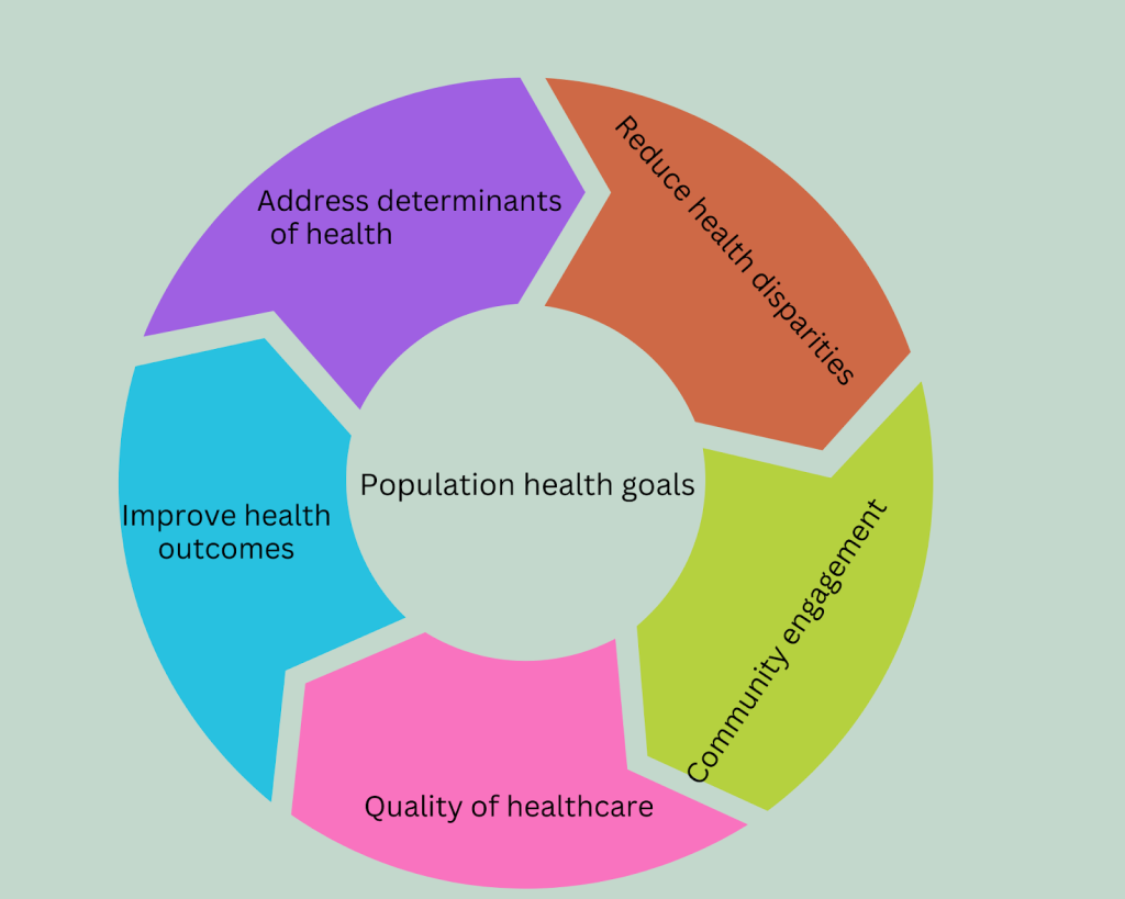 Diagram of the population health 5 goals.