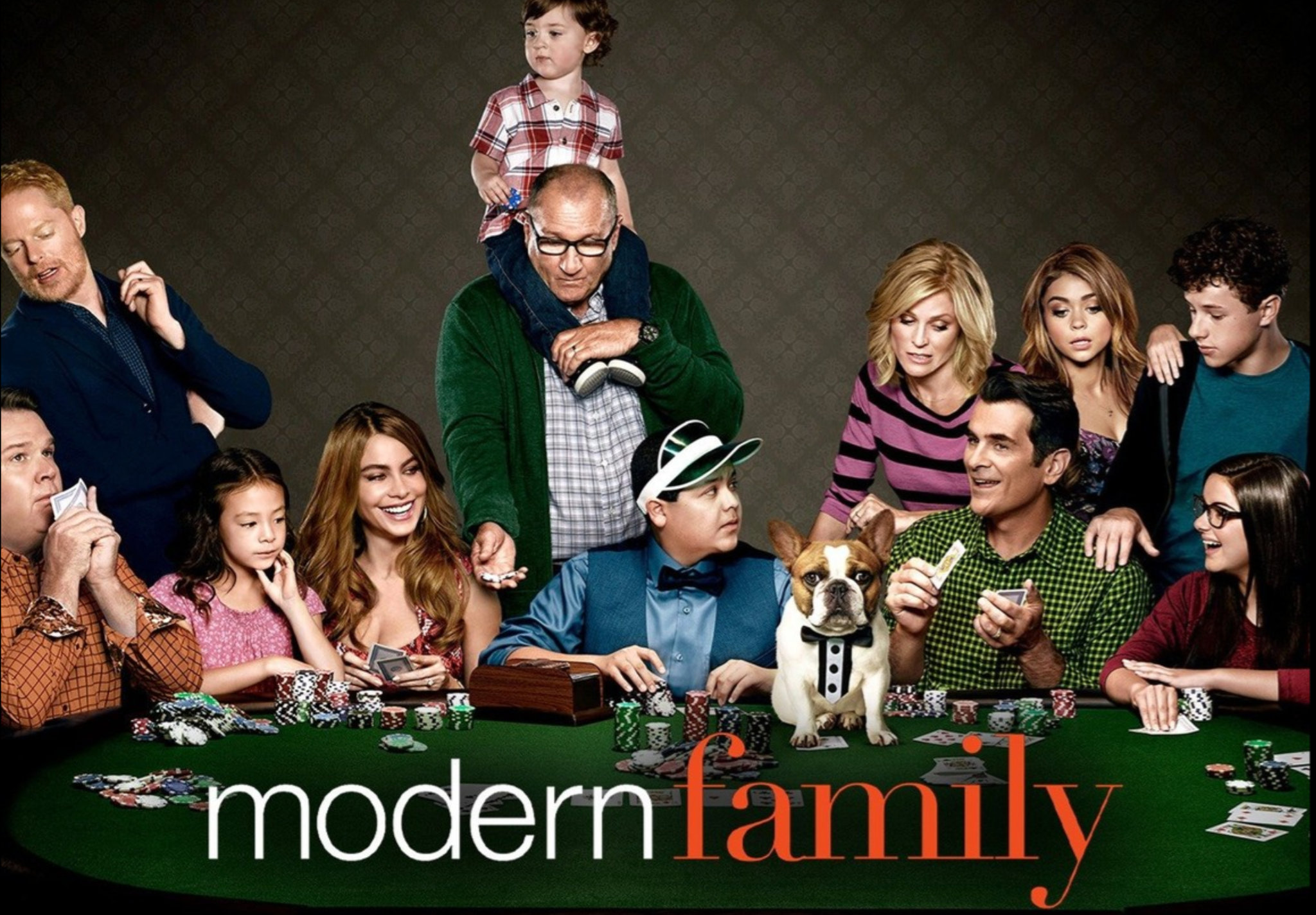 Cast members from the television show Modern Family pose for a publicity picture.