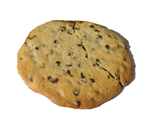 A semi-round cookie with chocolate chips on it