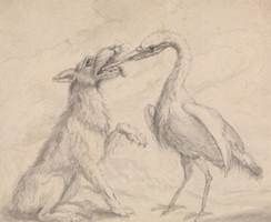 Illustration to Aesop's Fables: The Fox & the Crane