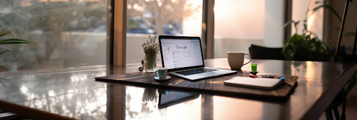 image of laptop with Google search on the screen.