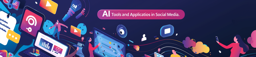 AI-generated image with misspelled text: "AI Tools and Applicatios in Social Media."