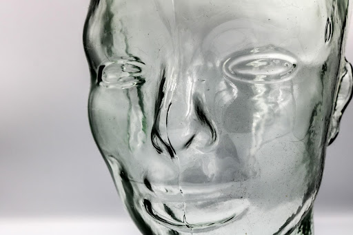 Photo of a glass human head