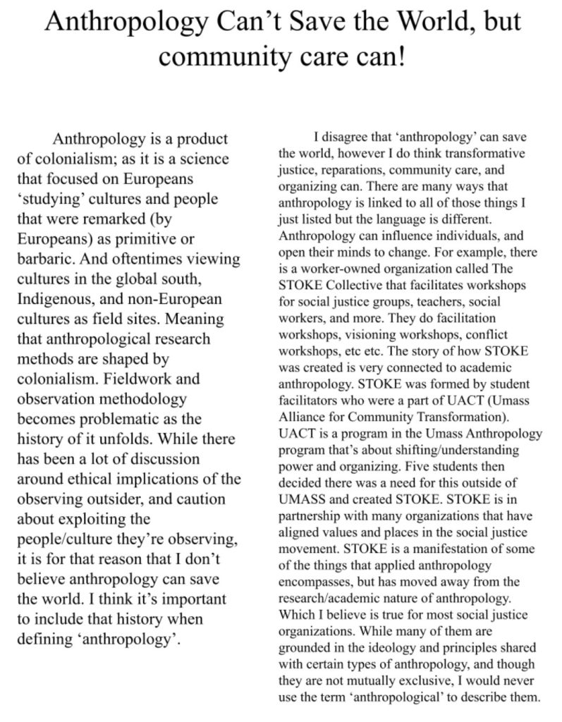 screenshot of the Anthropology Can't Save the World article.