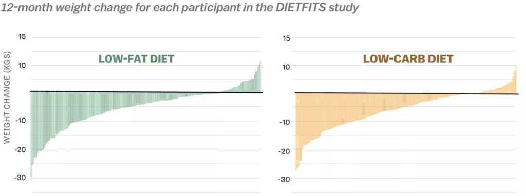 image contrasting low-fat versus low-carb diet